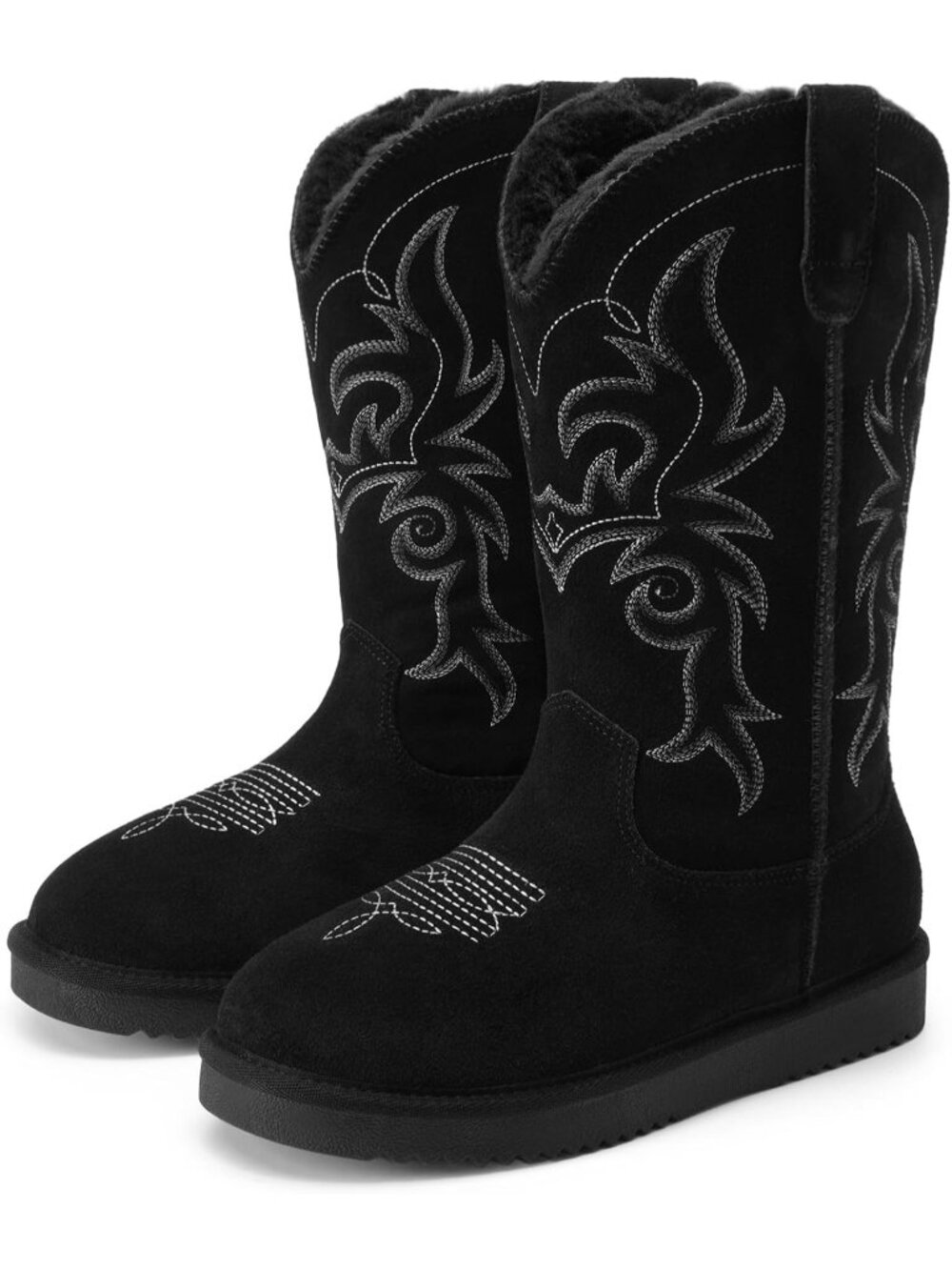 DREAM PAIRS Women's Black Knee High Cowgirl Pull On Boots Western Winter Boots